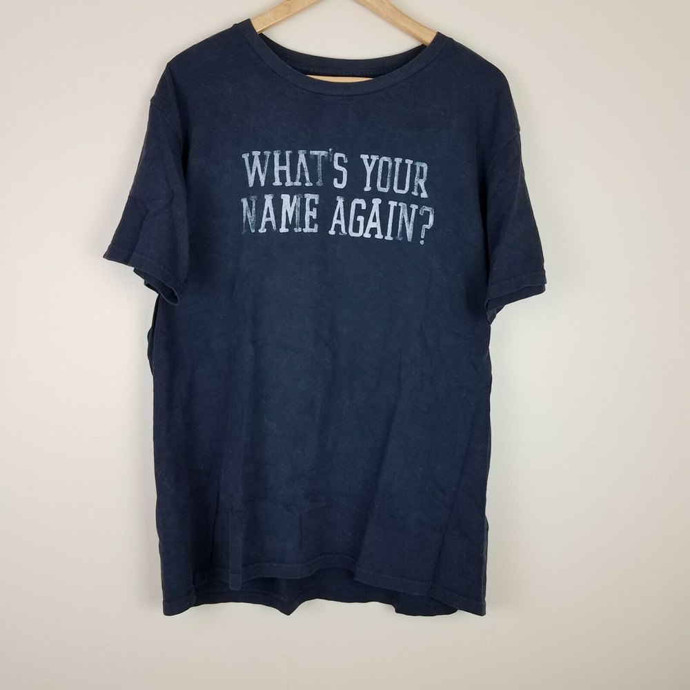 Aeropostale Whats Your Name Again Navy Blue Short Sleeve Tee Shirt Size XL